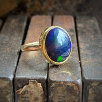 Snakeskin Black Opal Ring